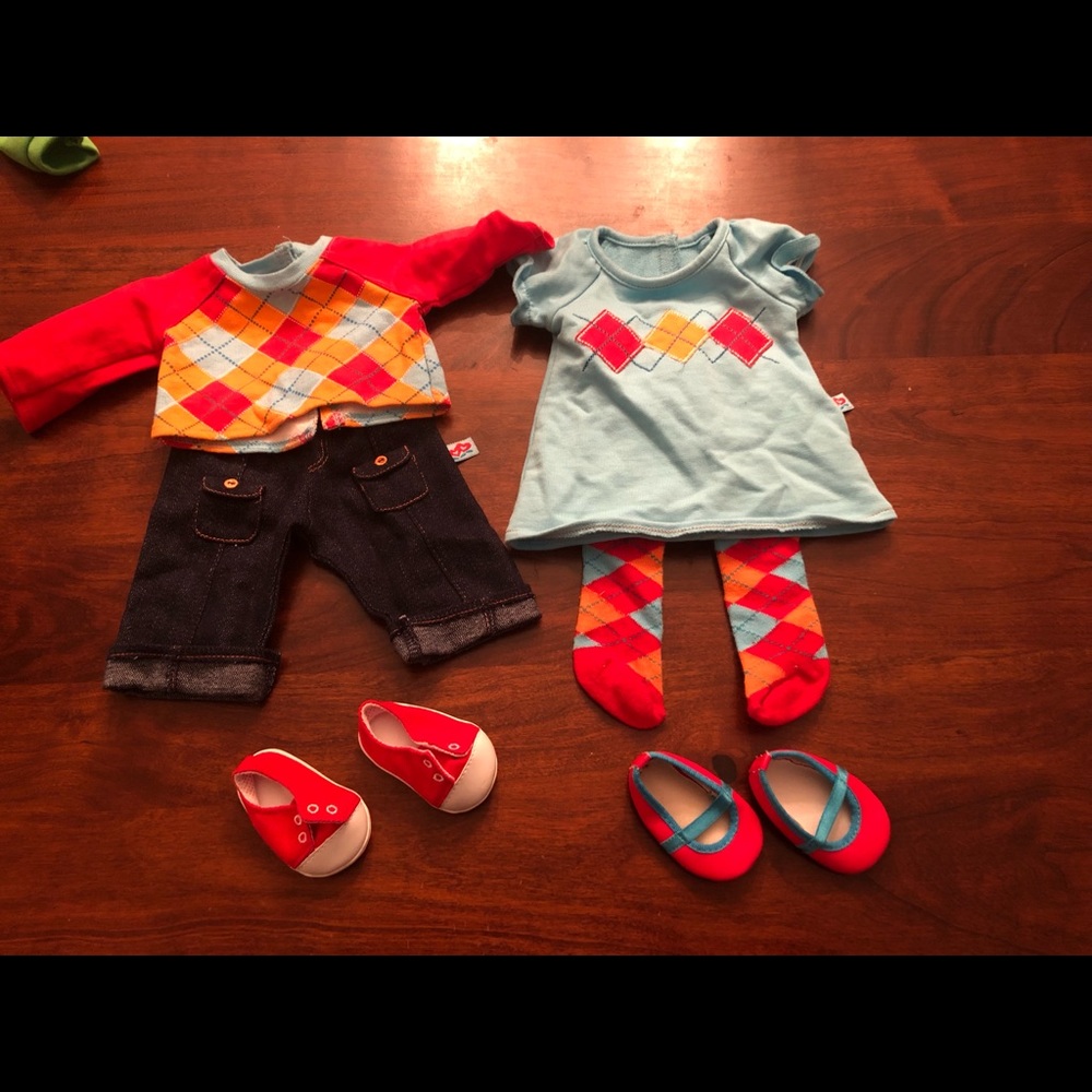 Bitty Baby Twin Argyle Outfits by American Girl (Retired) & 3 Books